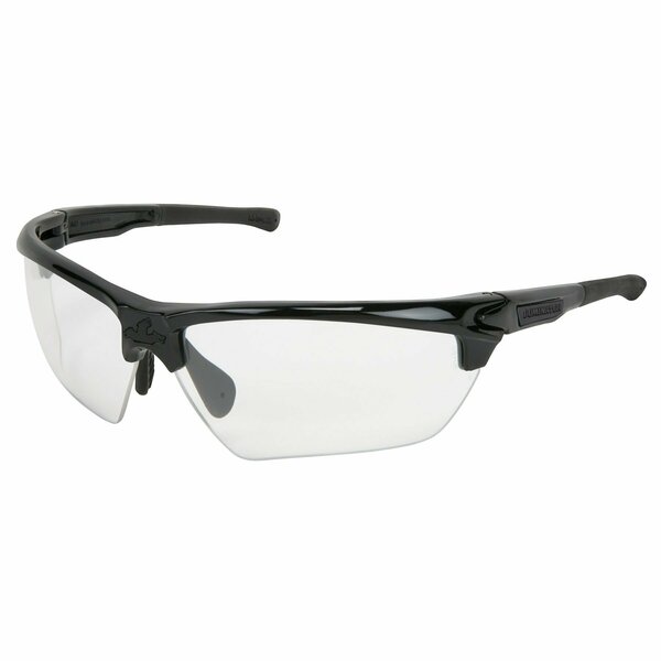 Mcr Safety Glasses, Dominator DM3 Black Frame, Clear MAX6, 12PK DM1330PF